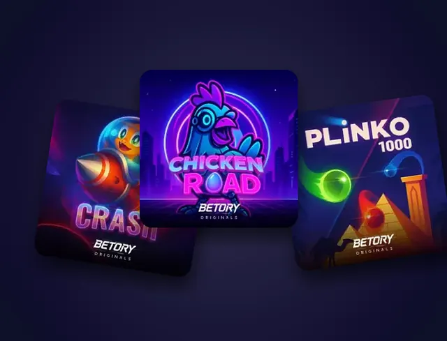 Betory Originals: speltegels van Crash, Chicken Road en Plinko 1000